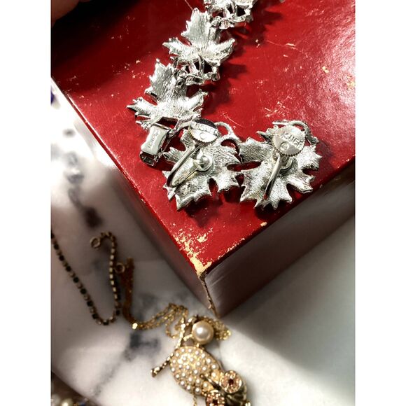 Vintage Lisner Demi-Parure Set of Silver Bracelet and Earrings - Picture 2 of 4